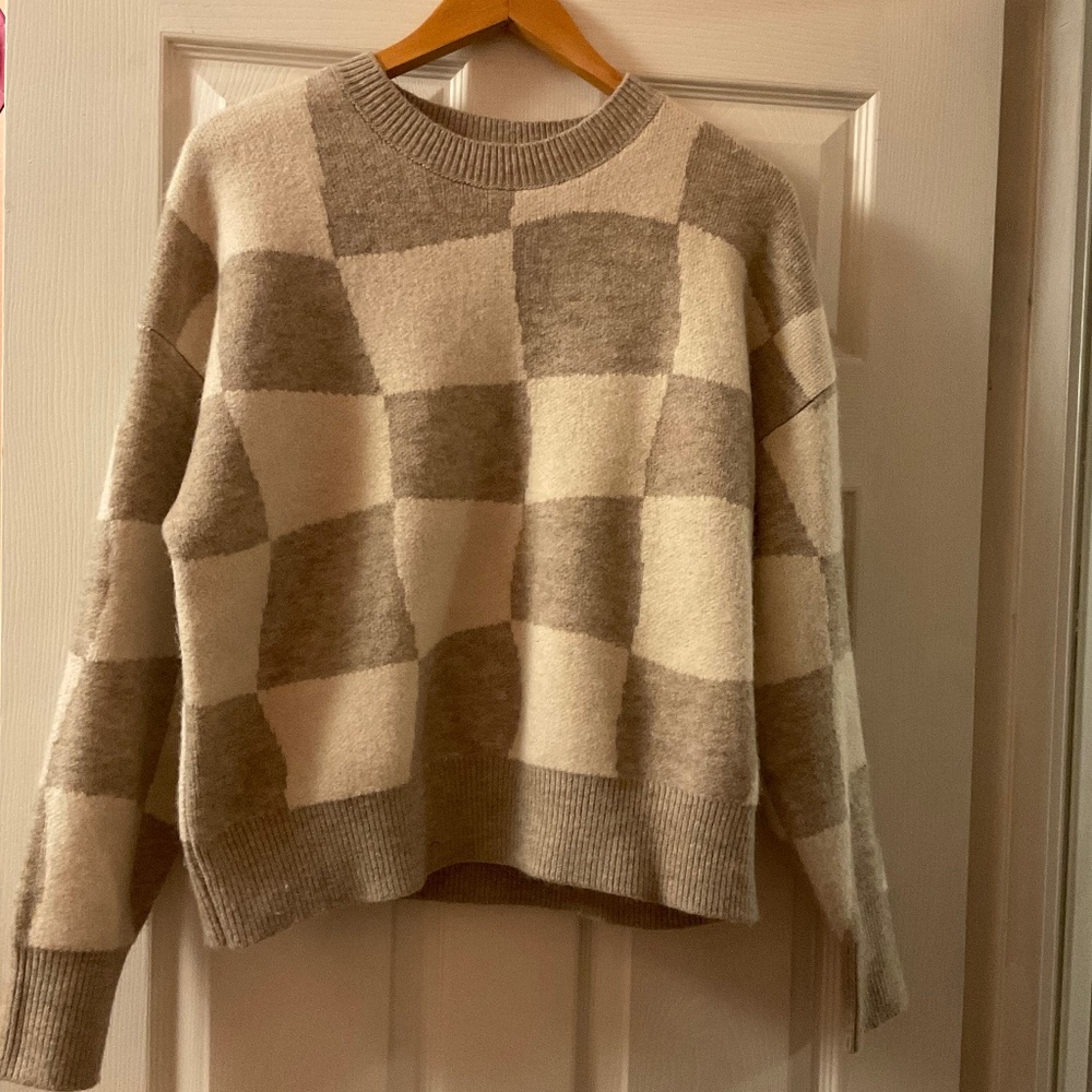 twik Checkerboard Crewneck Sweater